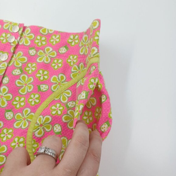 Lilly Pulitzer Skirt Womens Sz 2 Retro Floral Lady Bugs Dune Buggy Pockets Snap - Picture 6 of 12
